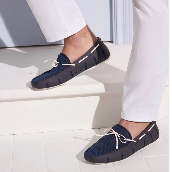 SWIMS Braided Lace Loafer Navy & Orange Slip On Shoes Land to Sea Size 12 - Picture 2 of 15